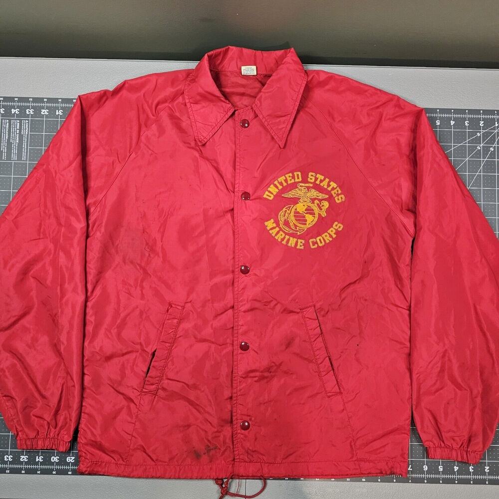 Vintage Marine Corp Jacket Medium 70s Artex USMC Red Military Lightweight Nylon